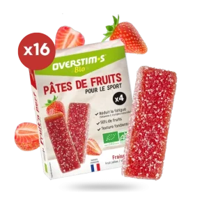 LOT DE 16 PATES DE FRUITS BIO OVERSTIMS FRAISE