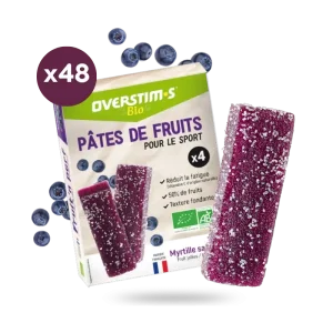 LOT DE 48 PATES DE FRUITS BIO OVERSTIMS MYRTILLE SAUVAGE