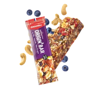 BARRE ENERGETIQUE OVERSTIMS ORIGIN VEGAN ET SANS GLUTEN MYRTILLE AMANDE CAJOU