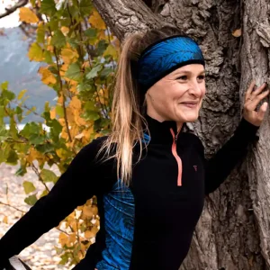 Bandeau de sport éco-responsable bleu et noir Mercure – Gayaskin