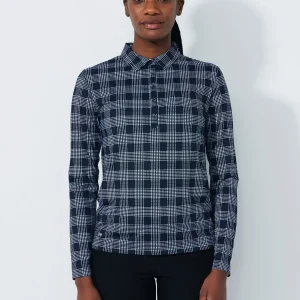 Daily Sports, Polo Manches Longues Checked Dame, Marine