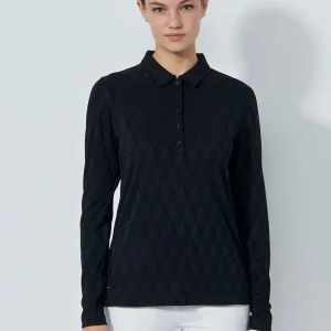 Daily Sports, Polo Manches Longues Graphic Jacquard Dame, Noir