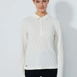 Daily Sports, Polo Manches Longues Graphic Jacquard Dame, Ivoire