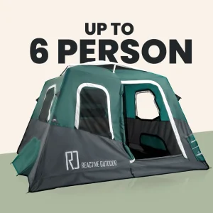 Large-Sized 2-Step Cabin Tent + FREE Camping Tarp (Up To 6 Person, UK).