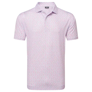 Footjoy, Homme, Polo en fil d’Ecosse Florale, Rose/Bleu clair