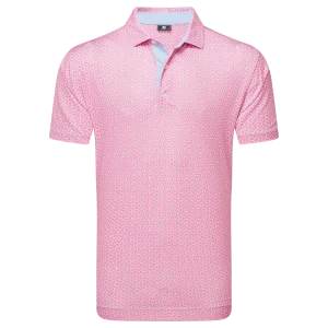Footjoy, Homme, Polo en fil d’Ecosse Citron, Rose/Bleu clair
