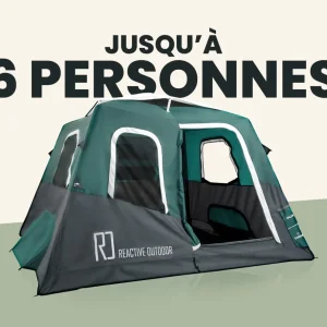 2-Step Cabin Tent – Grande taille + Bâche de camping OFFERTE (jusqu’à 6 personnes, FR)