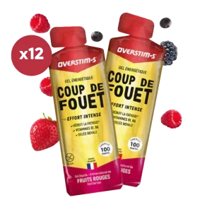 LOT DE 12 GELS ENERGETIQUES OVERSTIMS COUP DE FOUET FRUITS ROUGES