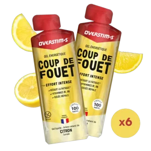 LOT DE 6 GELS ENERGETIQUES OVERSTIMS COUP DE FOUET CITRON
