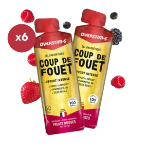 LOT DE 6 GELS ENERGETIQUES OVERSTIMS COUP DE FOUET FRUITS ROUGES