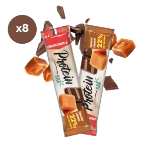LOT DE 8 BARRES PROTEINEES OVERSTIMS CHOCOLAT CARAMEL