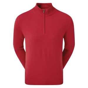 Footjoy, Homme, Pullover en laine 1/2 Zip, Rouge