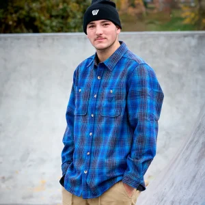 Surchemise à carreaux en laine - Bleue