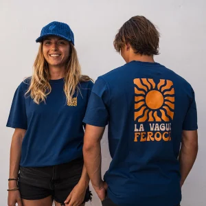 T-shirt coton bio La Vague Feroce - Bleu