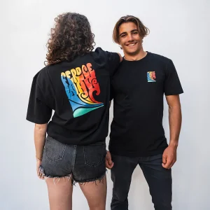 T-shirt coton bio Feroce Wave - Noir